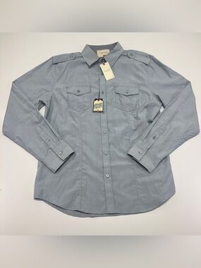 NWT Sovereign Code XL Military Utility Button Up Shirt Gray Dobby